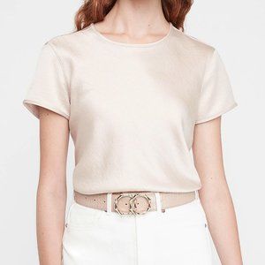 Express Satin Crew Neck Textured Top